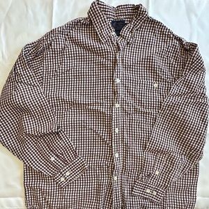 Tommy Bahama plaid checkered long sleeve button‎ down shirt men’s XL burgundy
